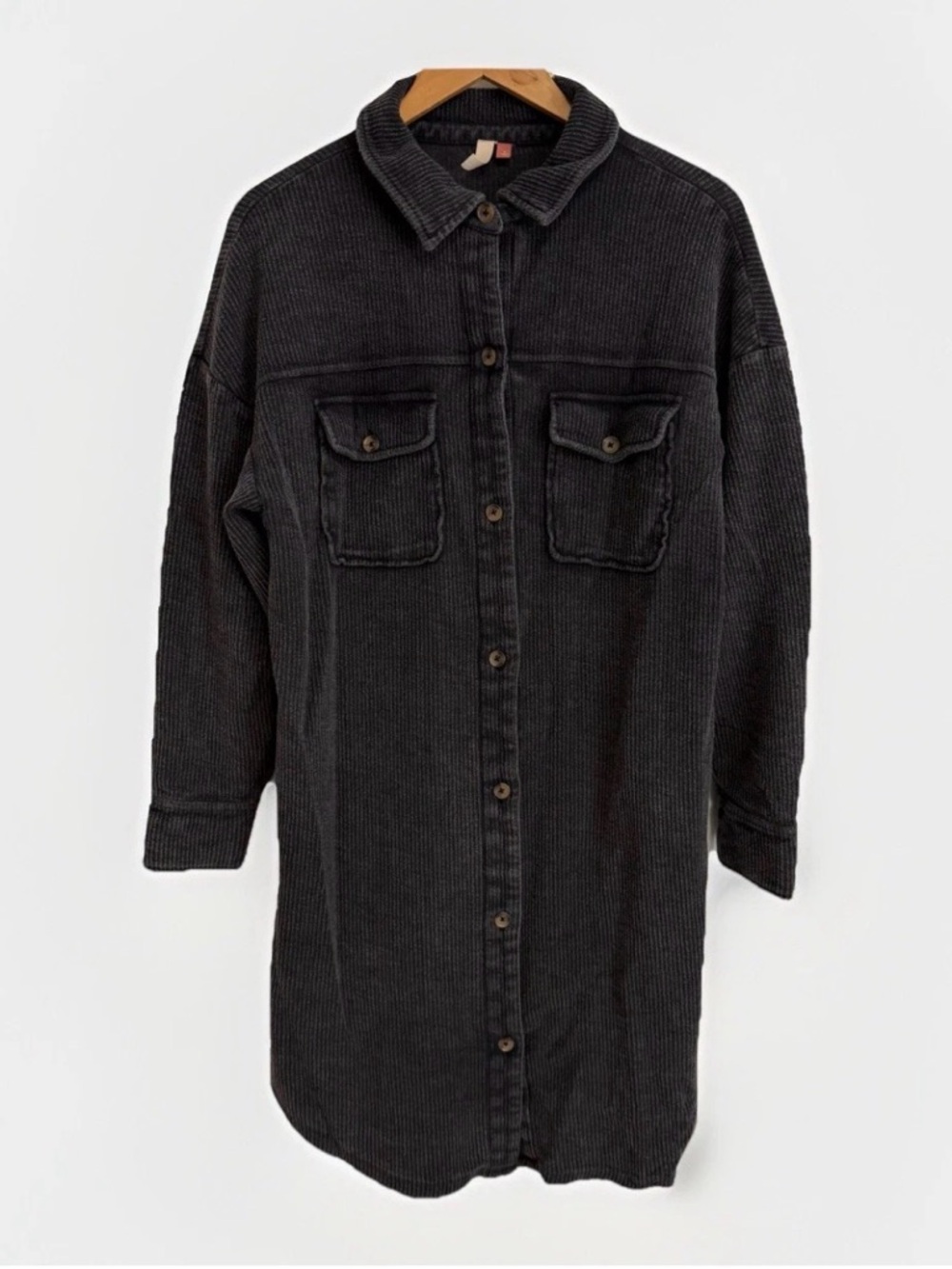 Anthropologie Pilcro Duster Shacket Corduroy Jacket Button Up Gray Size Small